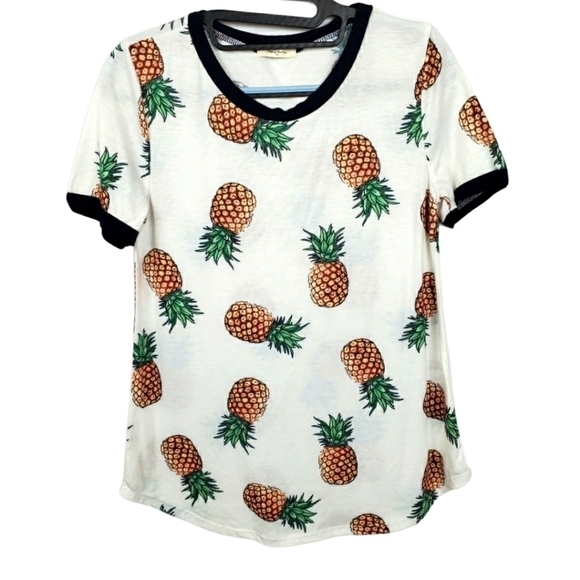 12pm by mon ami sz S Pineapple ringer t-shirt - Picture 1 of 7